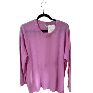 NEW Kinross 100% Cashmere Sweater- Pink Easy Crew Pullover Oversized- M